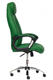 Кресло BOSS (хром) кож/зам, зеленый/зеленый перфорированный. Фото N2