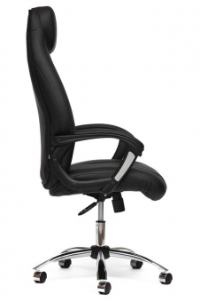 Кресло BOSS (хром) кож/зам, черный/черный перфорированный. Фото N2