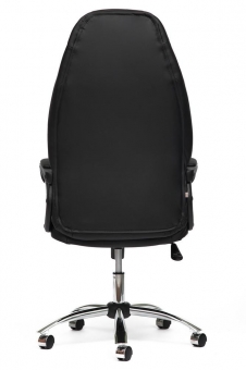 Кресло BOSS (хром) кож/зам, черный/черный перфорированный. Фото N3