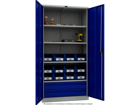 шкаф инструментальный tc-1995-004020 (1900x950x500)4 полки,2 ящика вес 54 кг.