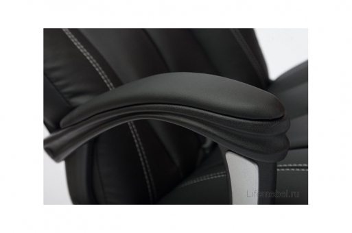 Кресло BOSS (хром)кож/зам, черный/черный перфорированный, . Фото N4