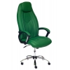 Кресло BOSS (хром) кож/зам, зеленый/зеленый перфорированный