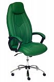 Кресло BOSS (хром) кож/зам, зеленый/зеленый перфорированный